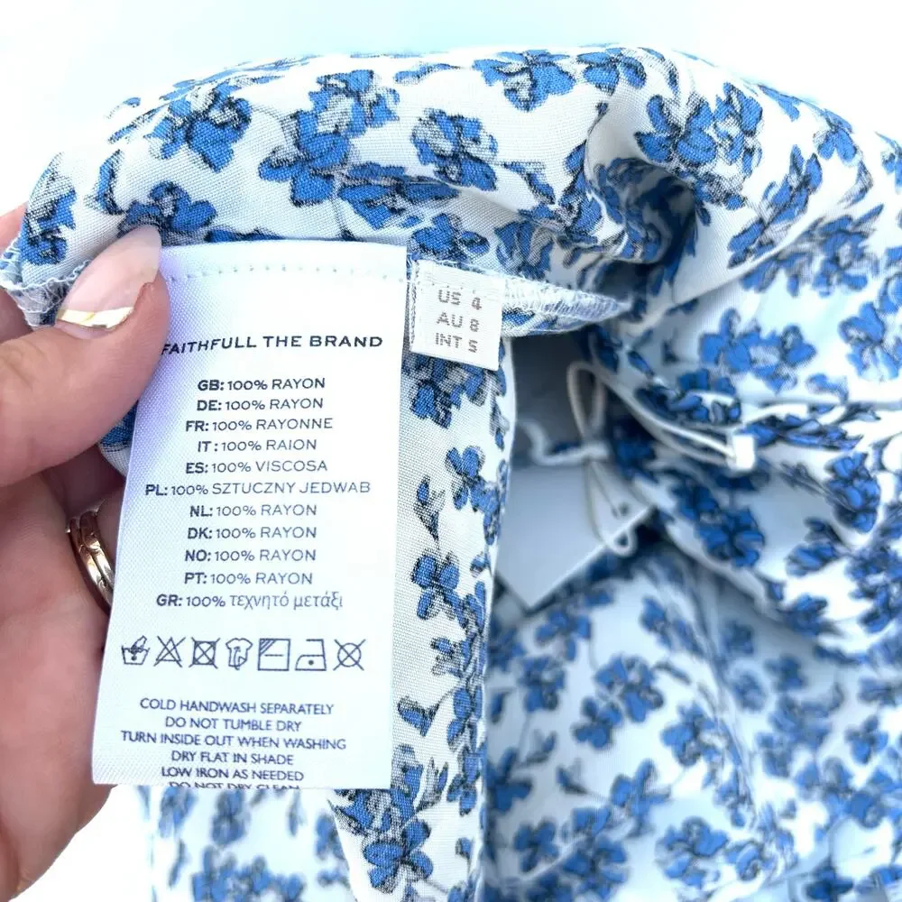 New Faithfull The Brand Menton Top Leilani Blue Floral Cottagecore Blouse 4 - Picture 8 of 8